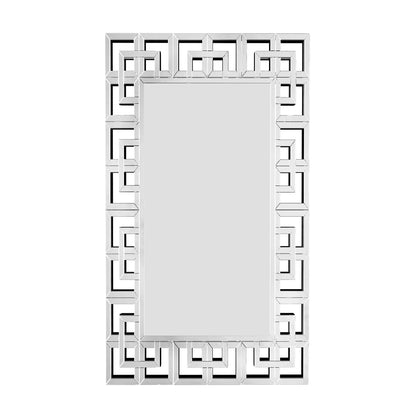 Modern Decorative Mirror for Wall Silver Rectangular Accent Mirror with Beveled Glass Edge for Hallway, Living Room