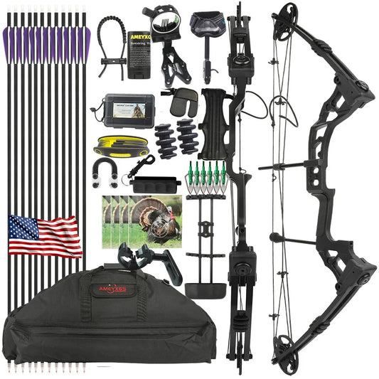 Compound Bow 0-70lbs Adjustable 80% Let-off 320fps Magnesium Alloy Riser Right Hand for Hunting Shooting Outdoor Target