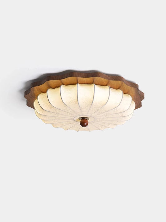Japan Vintage Wood Ceiling Light Retro Cloth Ceiling Chandelier Restaurant Hotel Fabric Art Deco Light Living Room Mood Light