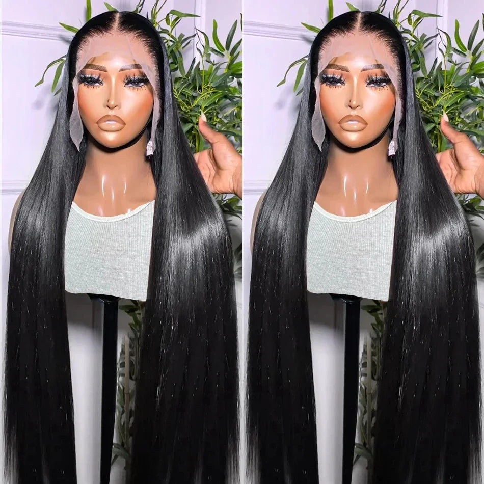 210 Density 13x4 13x6 HD Transparent Bone Straight 30 40 Inches Lace Front Human Hair Wigs Brazilian Lace Frontal Wigs For Women