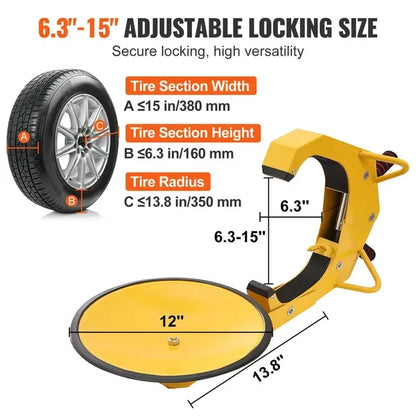 VEVOR Wheel Lock Clamp, 2-Pack Trailer Wheel Lock, Heavy-Duty Anti Theft Tire Lock, Trailer Wheel Locks for RV Trailers, Cars, T