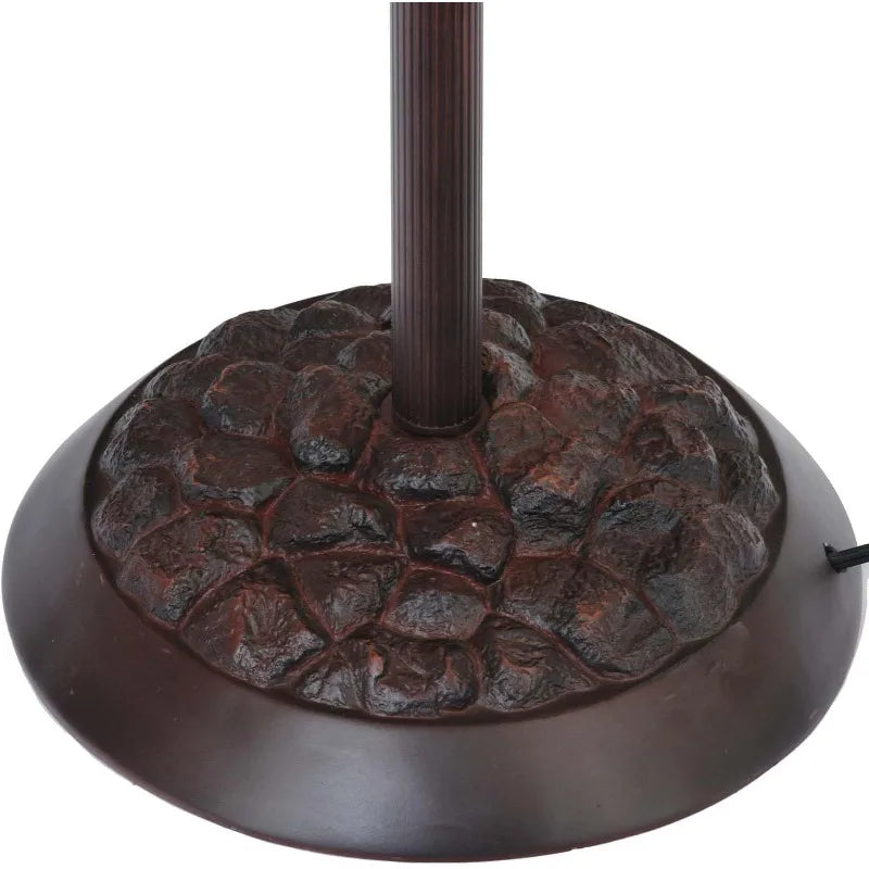 L10959 Raven Sitting on Bare Tree Branch in Full Moon Night Tiffany Style Stained Glass Torchiere Floor Lamp for Halloween