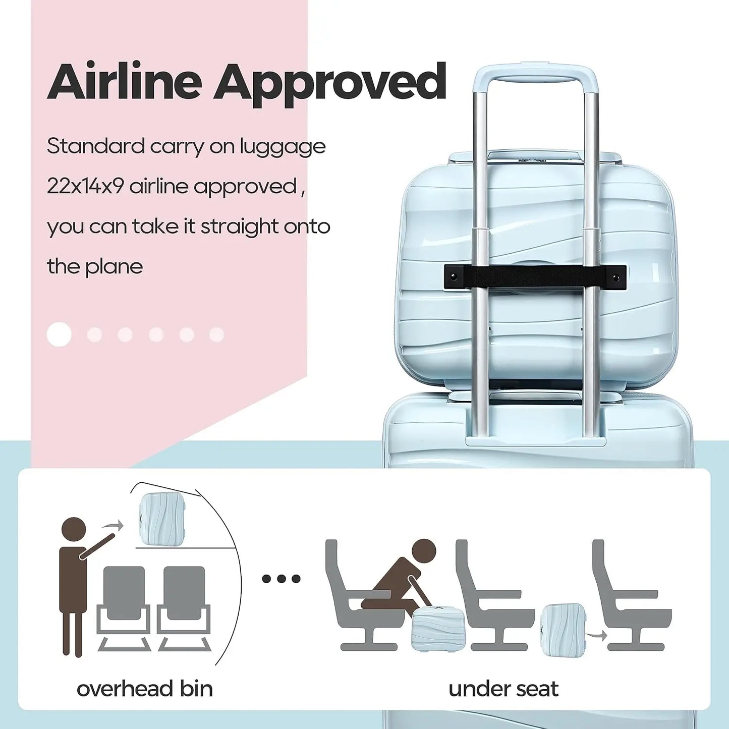 Melalenia 3-Piece 20 inch Carry-on Luggage Set, Expandable Lightweight Durable Travel Suitcase with TSA Lock, Spinner Wheels