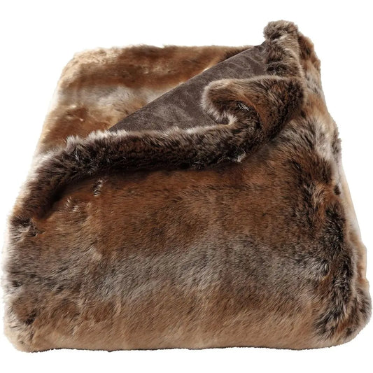 Faux Fur Throw - Luxurious, Hypoallergenic Premium Zobel Faux Marten Sable Fur Blanket with Plush Mink Back and Gift Box, 60x70”