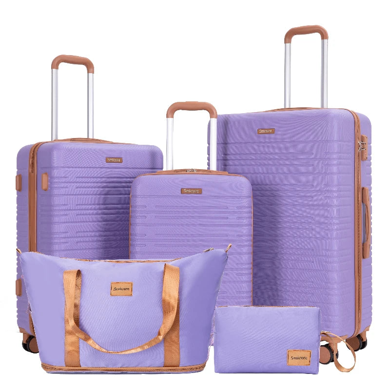 6 Piece Luggage Set ABS+PC Hardcase Suitcases with Double Spinner Wheels TSA Lock,Travel Duffle Bag