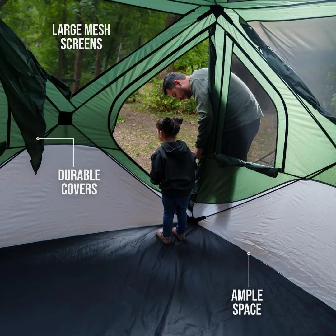 Instant Pop Up Camping Tent for 4-6 People | High-End All-Season Tent with Mesh Windows, Waterproof Rainfly & Tool-Free Setup