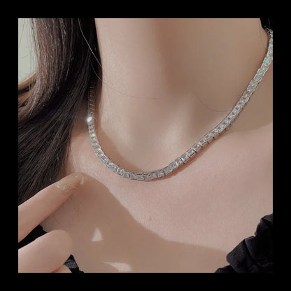 AliExpress new personalized S925 silver zircon necklace simple necklace female niche design sense