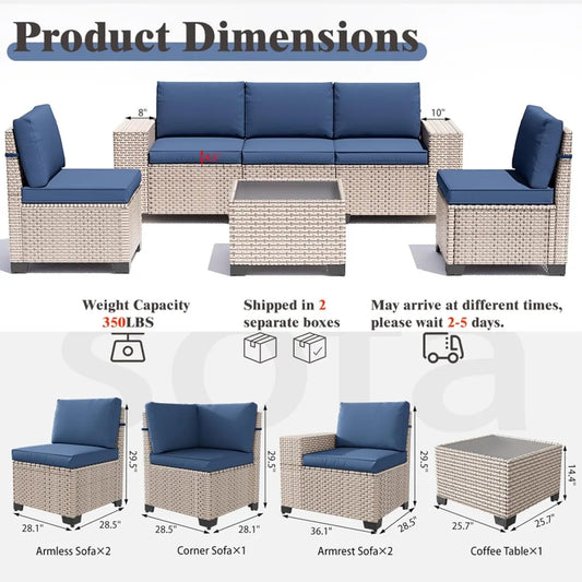 13 Pieces Patio Furniture Set,Outdoor Sectional Wicker Sofa,High Back Rattan Patio Conversation Sets