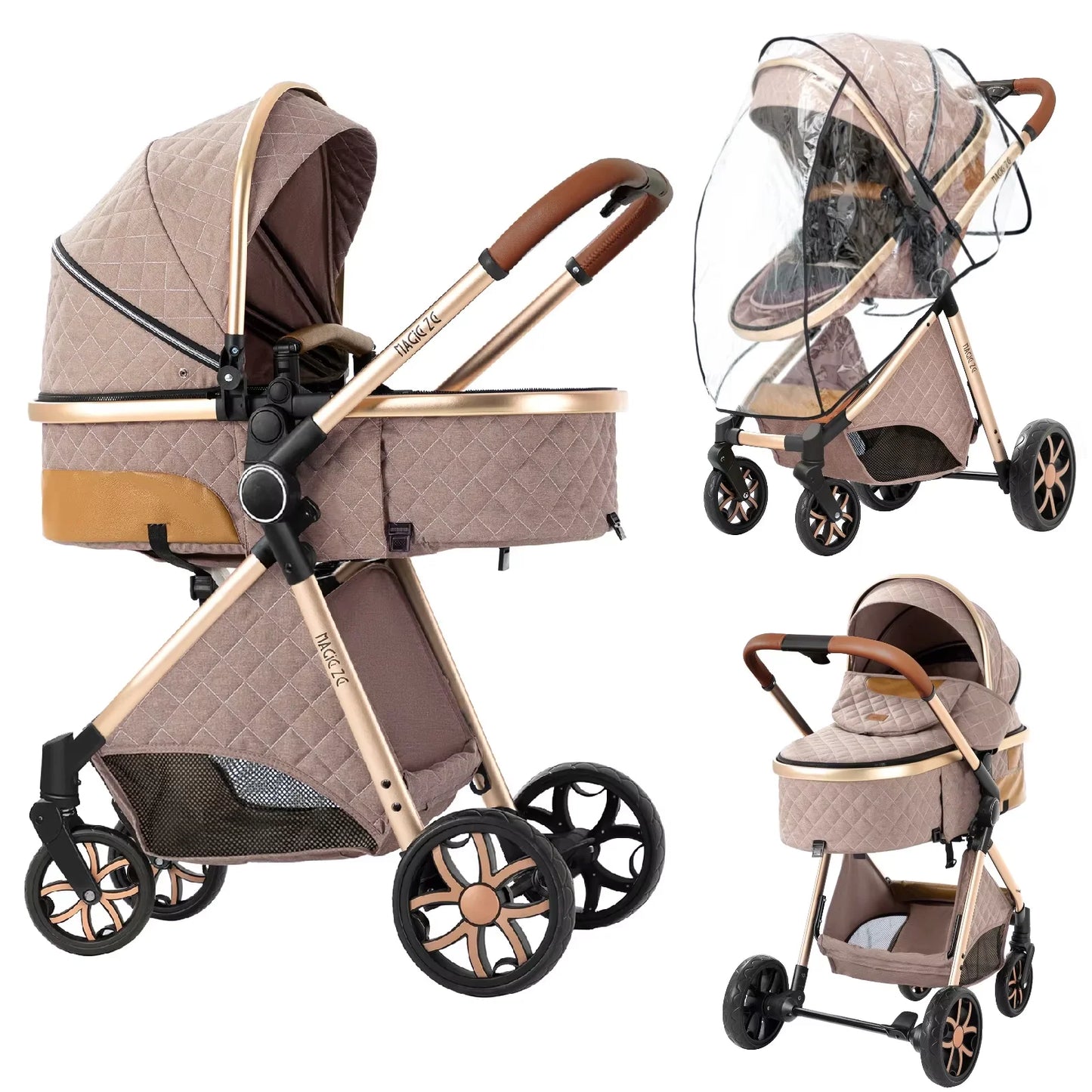 2-in-1 Portable Baby Stroller Foldable Pushchair Lightweight Travel System Pram Newborn Buggy  New Model Carriage