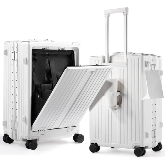 20 Inch Carry On Luggage TSA Approved, Aluminum Frame Zipperless Luggage Carry On with Compartment for Short Trips