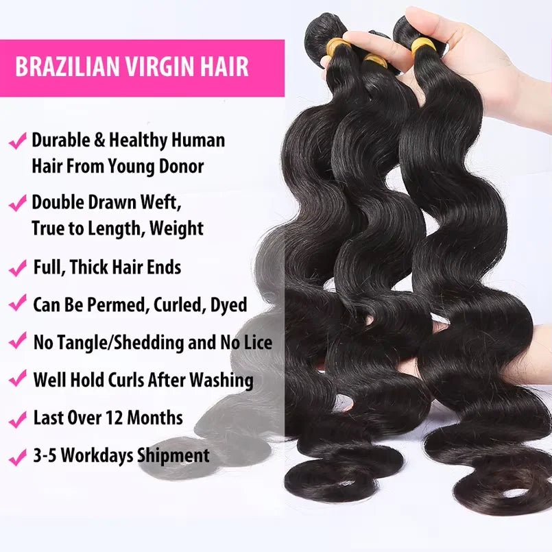 Indian Human Hair Bundles Body Wave 26 28 30 inch Virgin Human Hair 3 4 Bundles For Women Sew In Quick Weave Raw Hair Extensions