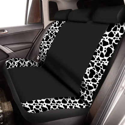 26 Pcs Cow Print Car Accessories Cow Print Seat Covers Set Steering Wheel Cup Holders Foot Armrest Pads License Plate Seat Belt