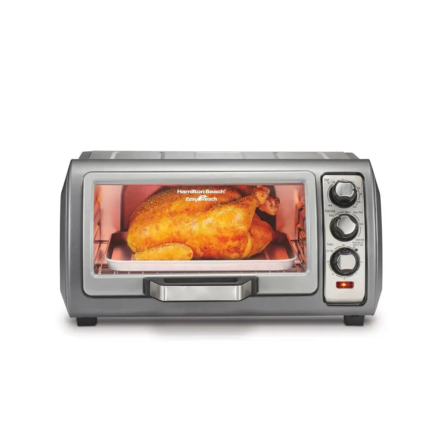 6 Slice Convection Toaster Oven With Easy Reach RollTop Door, Bake, Broil amp Toast Functions, Auto Shutoff, Silver 31123DA