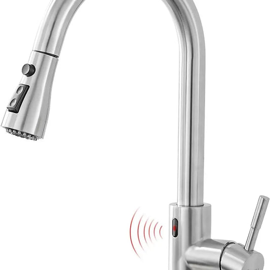 Touchless Kitchen Faucet with Pull Down Sprayer Motion Sensor Hands-Free Smart Activated Brushed Nickel Sink Faucets