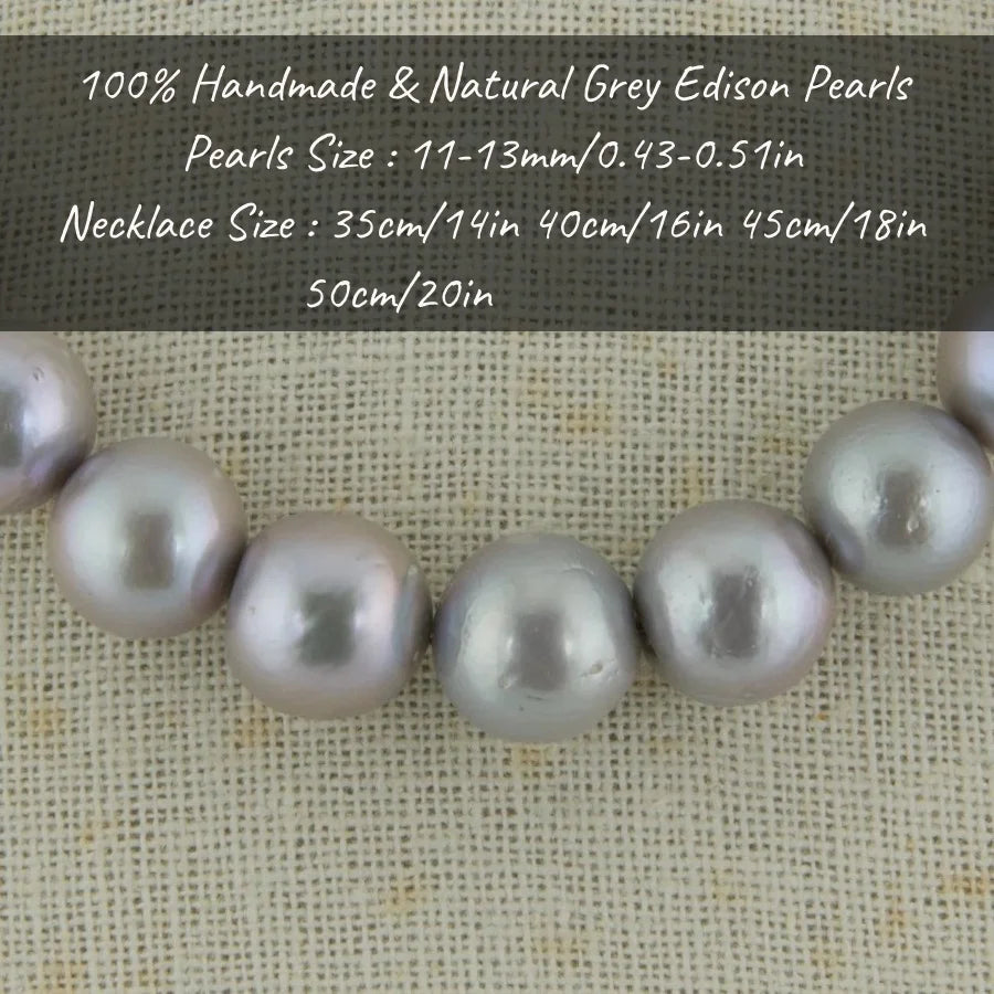 MYSOYA 11-13mm Gray Edison Pearl Earrings Necklace Set With Gift Box Perfect Gift For Wedding Birthday Christmas New Year