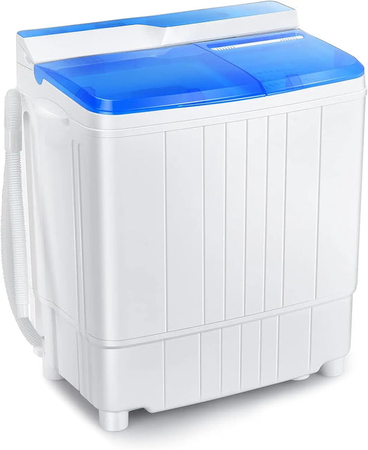 Portable Twin Tub Washer & Dryer, 13lbs Compact Laundry Machine with Drain Pump, Semi-Automatic Wash Spin for Dorm RV Apartment
