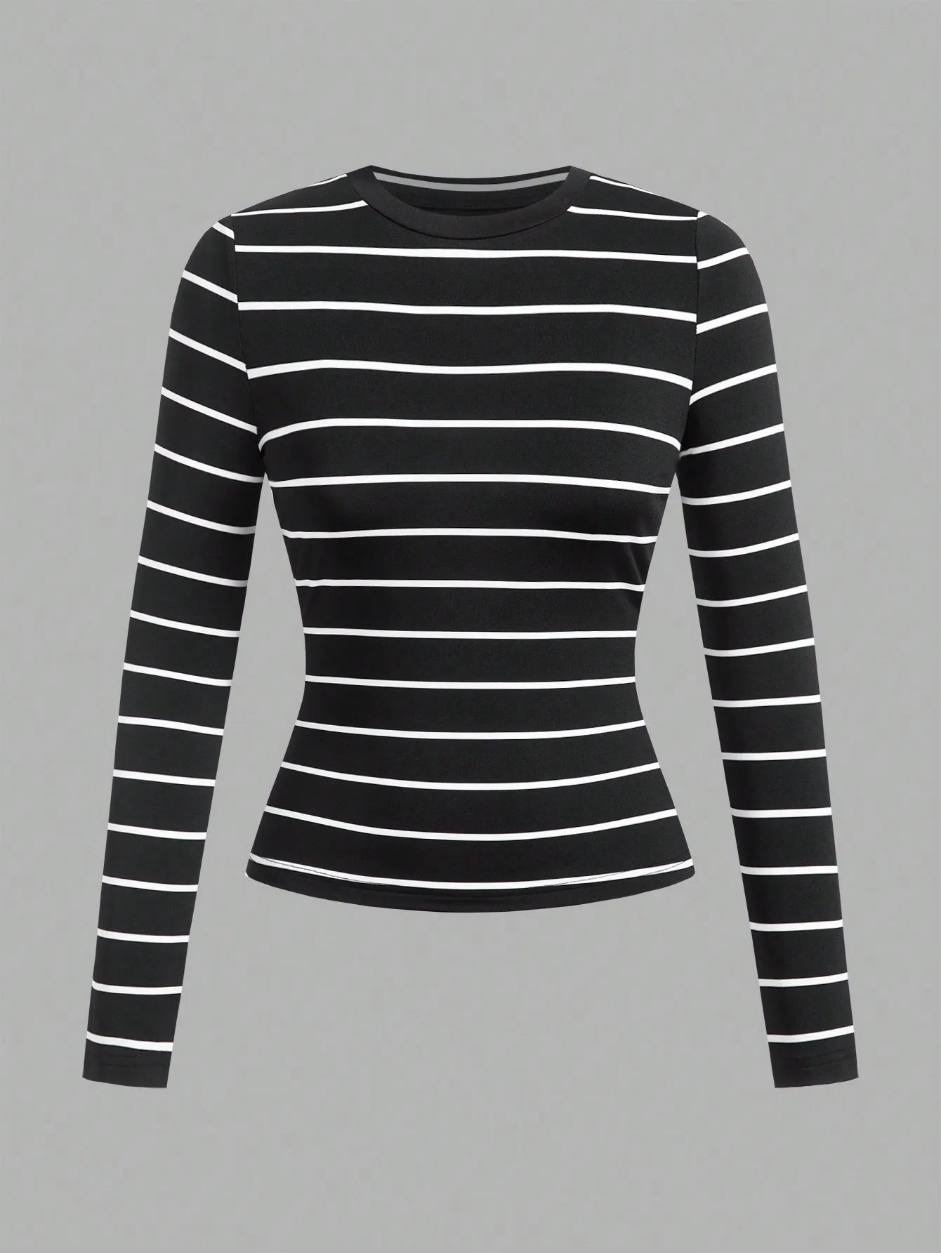 3-Pack Women's Long Sleeve Striped & Solid Round Neck Tees - Slim Fit Fall Tops