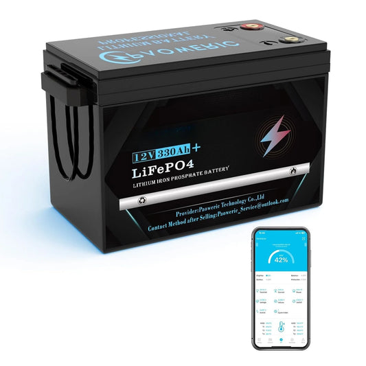 12V 330Ah LiFePO4 Battery Built-in Smart 200A BMS,Rechargeable Lithium Battery, Perfect for Solar, Customized