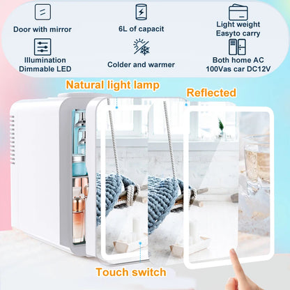 6L mirror beauty makeup refrigerator skin cosmetics skin care mask hot and cold storage portable LED mini refrigerator