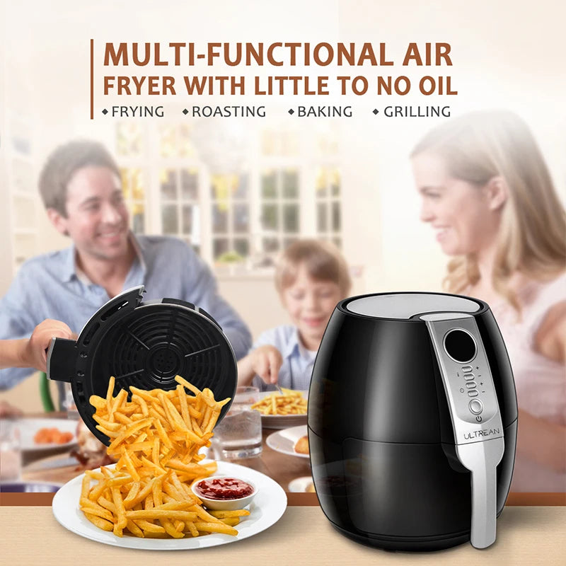 ULTREAN 4L Air Fryer Electric Hot fryer Oil-free Auto Household Kitchen 360°Baking Convection Oven Deep Fryer with Touch Control