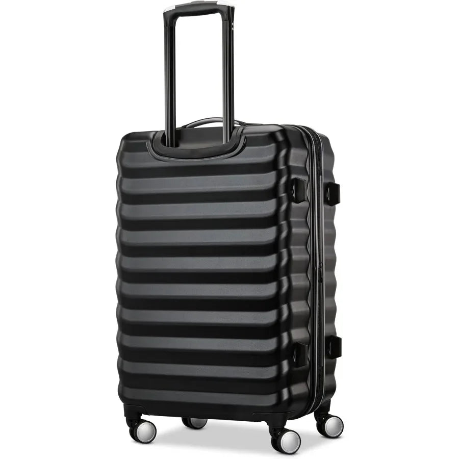 Hard-Sided 24-Inch Lightweight Checked Medium Expandable Element Suitcase: Durable, 360° Spinner Wheels, Adjustable Telescopic