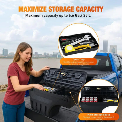 Truck Bed Tool Box Left Drivers Side Truck Tool Box Fit for Dodge Ram 1500 2500 3500 20022018 ABS Swing Case Truck Bed Storage B