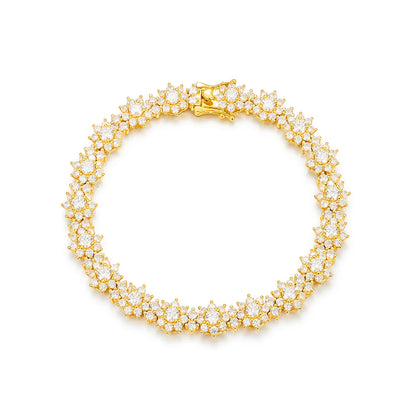 Sparkling Sunflower Bracelet S925 Silver 4.0MM Main Stone 6-8.5 Adjustable Sizes Luxury Jewelry