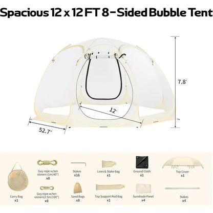 Portable Bubble Tent for 4-6 People, Quick Setup Igloo Shelter, Outdoor Screen House for Patios and Cold Weather