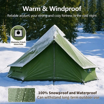 Family Outdoor Canvas Bell Yurt Tent with Stove Jack, Waterproof Luxury 4 Season Cotton Tents for Camping, Hunting, Parties, and