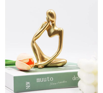 Abstract Thinker Sculpture, Sandstone Resin Statue Ornament, Large Home Office Decor, Housewarming Gift