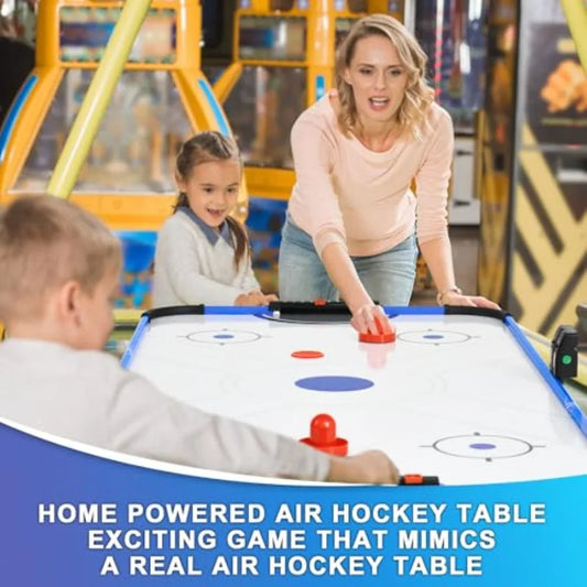 58" Air Hockey Table Indoor Powered Air Hockey Game Table with 2 Pucks 2 Pushers Stronger Motor Digital LED Scoreboard in Blue f