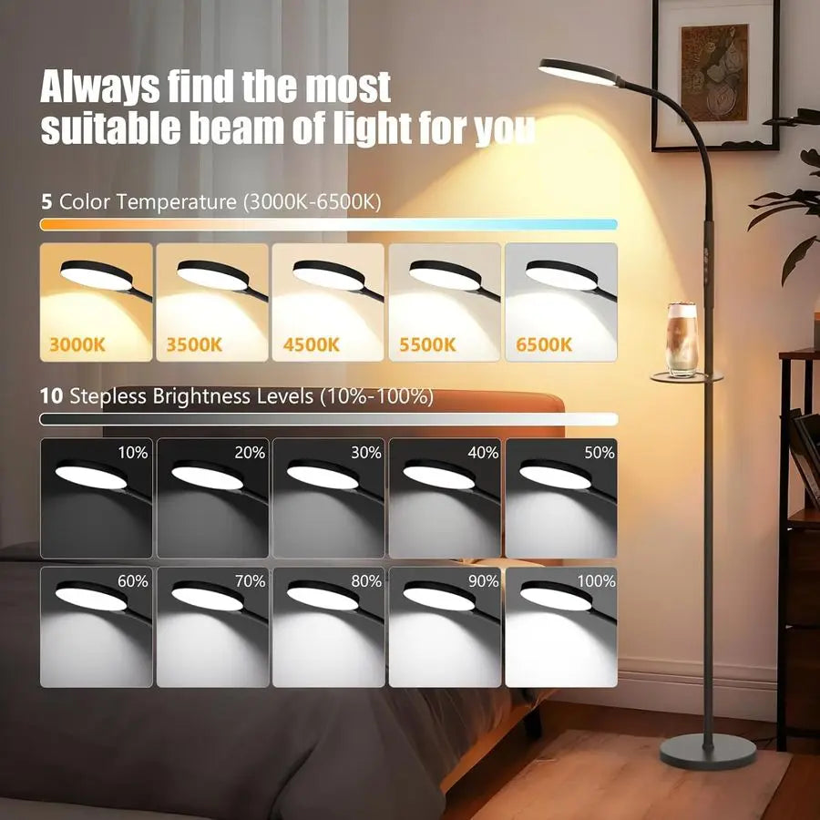 Therapy Lamp, 3in1 Floor Lamp 11000 Lux, Sunlight Lamp with Remote amp Timer, LED UVFree Sun Lamp with Adjustable 10 Brightness