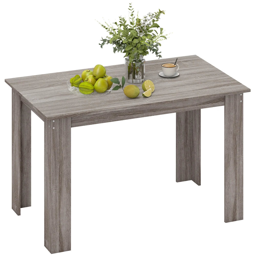 Modern 6‑Person Dining Table, 47.2" W Small Kitchen Dinner Table with Water‑Resistant Melamine Wood‑Grain Surface, Triangular Leg Stable Frame for Small Dining Area