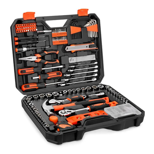 Tool Set General Household Hand Tool Kit with Plastic Toolbox Storage Case for Men, Home Repair, DIY Projects