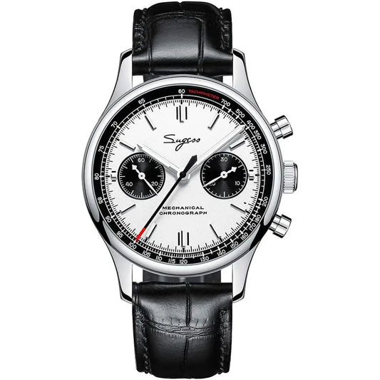 SugChronograph Men's Watch ST1901 Mechanical Hand Wind Movement Panda Men Wrist Watches 5AWaterproo Sapphire Military Pilot Watc