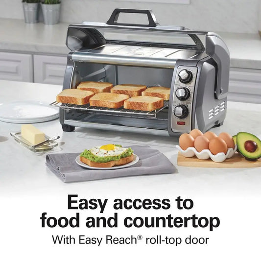 6 Slice Convection Toaster Oven With Easy Reach RollTop Door, Bake, Broil amp Toast Functions, Auto Shutoff, Silver 31123DA