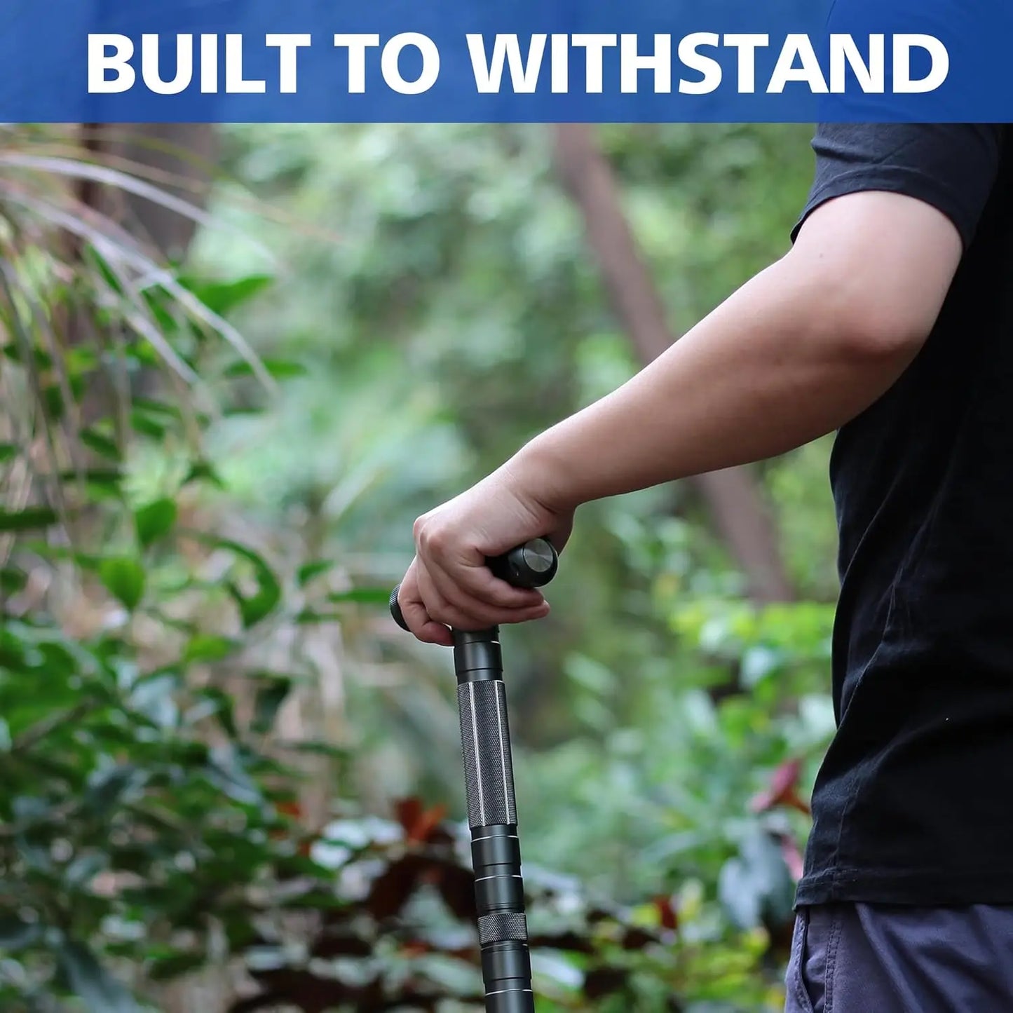 G2 Tactical Stick Hiking Walking Staff - Trekking Poles Outdoor Adjustable Hiking Stick for Camping Hiking 5 Tubes Gray