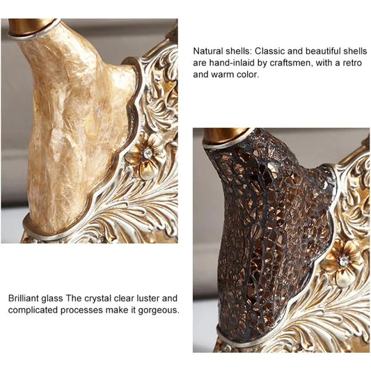 Romantic Shell Dancer Figurines, Vintage Gold Art Sculpture Set, Abstract Collectible Desk Decor for Bookshelves and Home Decor