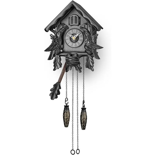 Cuckoo Clock with Night Mode Singing Bird Wooden Decorations and Swinging Pendulum for Home Living Room Wall Decoration Automat