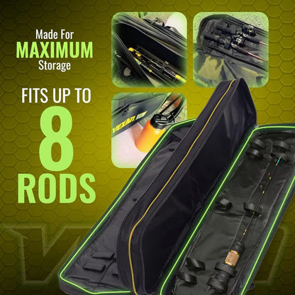 WaterResistant Ice Fishing Rod Case for Portable Storage and Travel Fits 8 Rods TipUps and Lures Ideal for Outdoor Winter Fishi