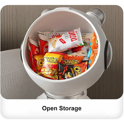 Modern Astronaut Sculpture Floor Figurine with Storage for Home Decoration, Side Table Accent, White Spaceman Ornament