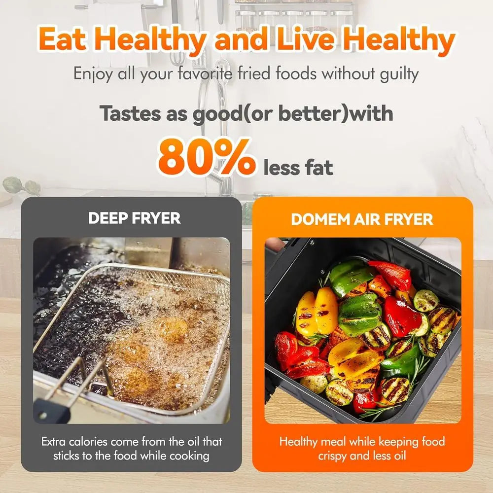 Air Fryer 4.2 Qt Oven, 8-in-1 Multicooker with Non-Stick Basket, Air Fryer with Preset Function, Cooker for Healthy and Low-Oil