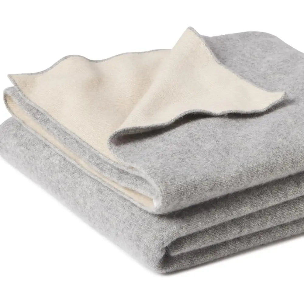 Reversible Throw Blanket - Ultra Soft Accent Blanket for Couch, Sofa & Bed Made with 100% Inner Mongolian Cashmere - Crafted Hom