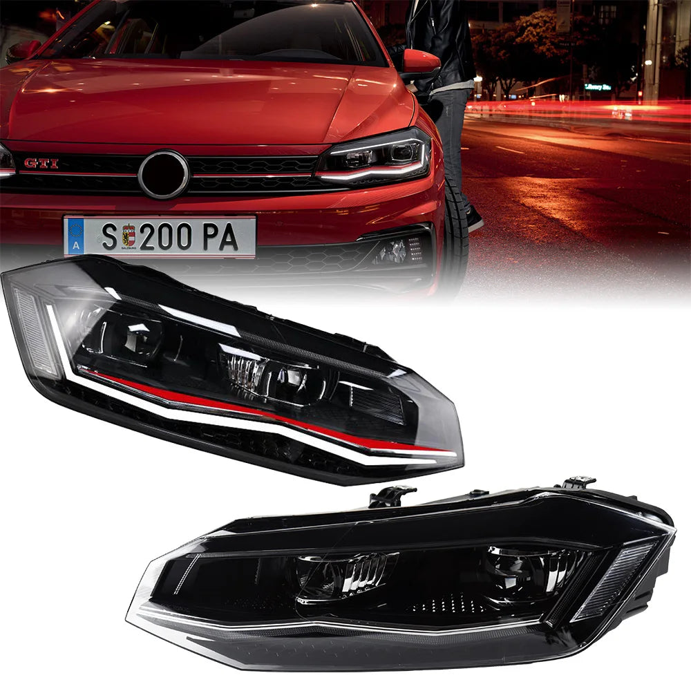 Headlight For VW POLO 2019-2021 Car автомобильные товары LED DRL Hella Xenon Lens Hella Hid H7 POLO  Car Accessories