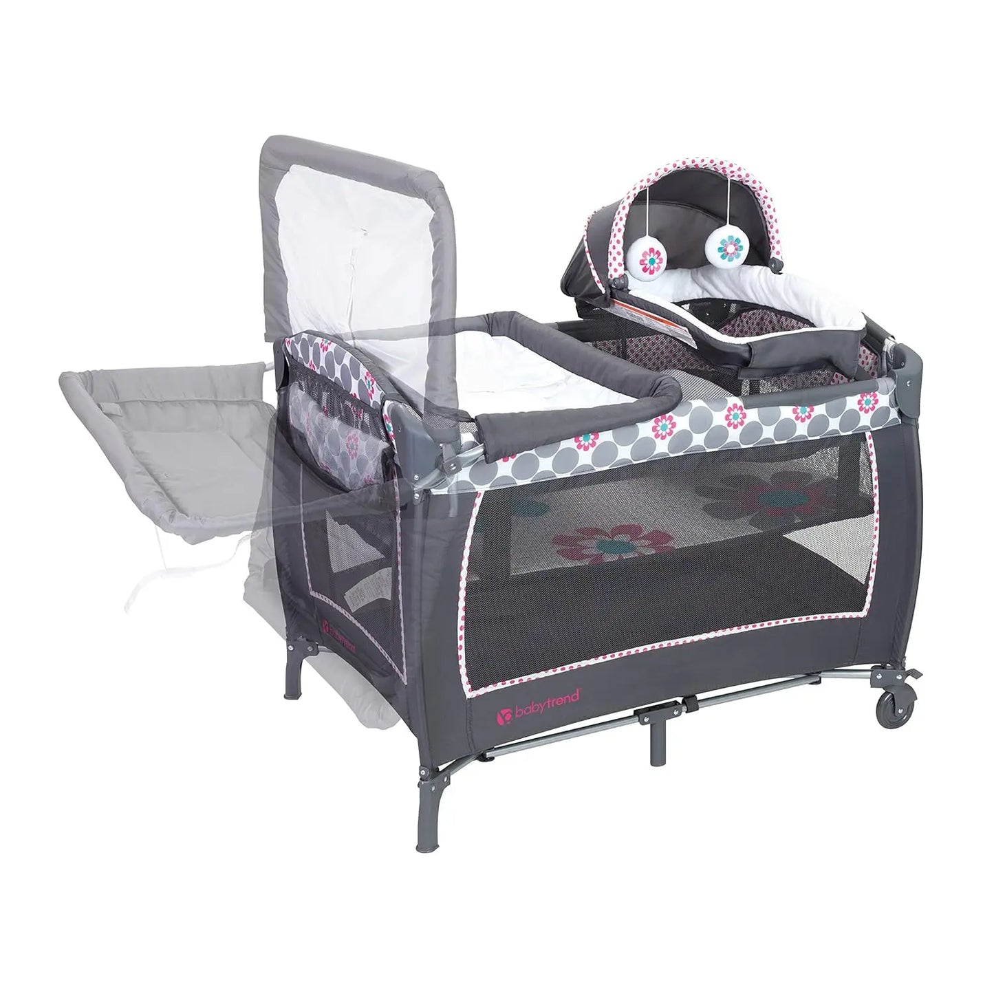 Portable Playard with Cozy Napper, Flip-Away Changing Table & Removable Bassinet for Babies