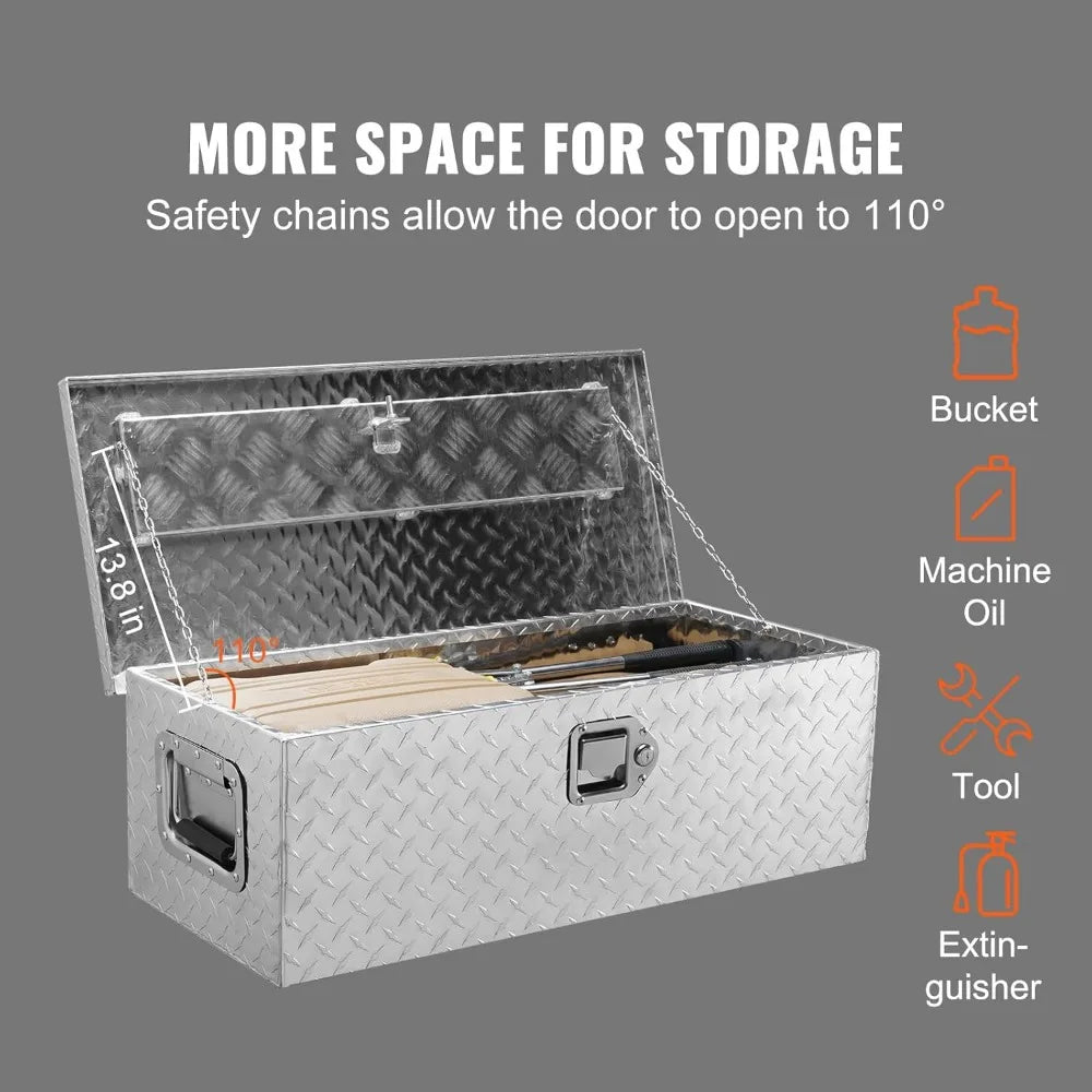 Heavy Duty Aluminum Truck Tool Box with Lock, 30x13x9.6 Inch Storage for Pickup & RV