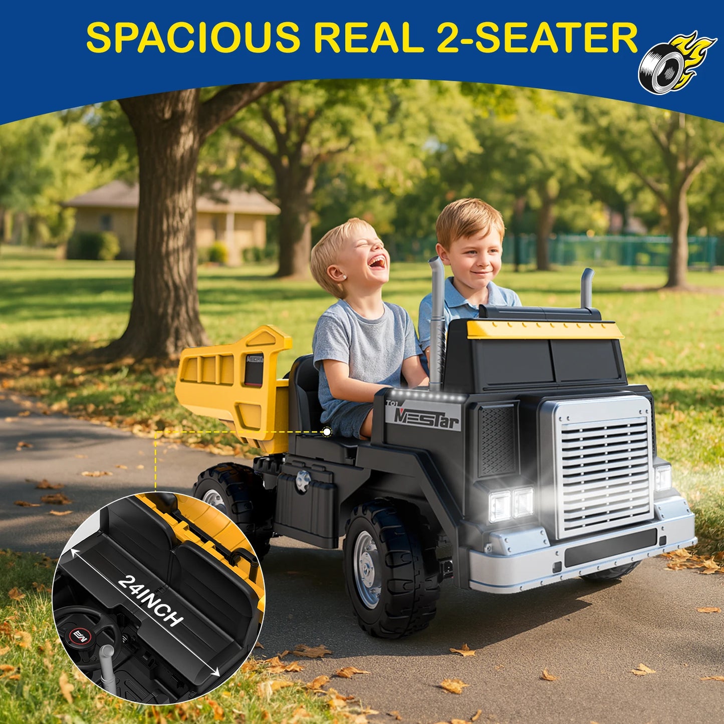 LIGIANT 24V Ride On Dump Truck for Big Kids, 4WD/2WD, Remote, Dump Bed, LED, Bluetooth, Suspension, Perfect Christmas Gift