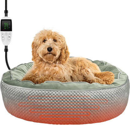 Electric Heated Pet Bed - Waterproof, Washable with Adjustable Timer & Temperature for Cats & Small Dogs