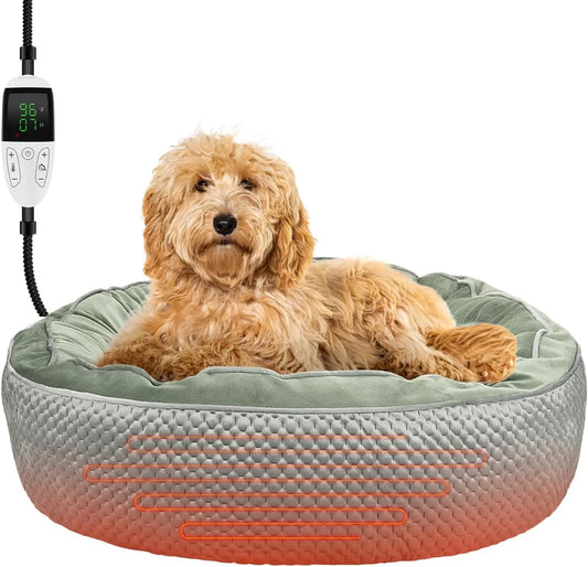 Electric Heated Pet Bed - Waterproof, Washable with Adjustable Timer & Temperature for Cats & Small Dogs