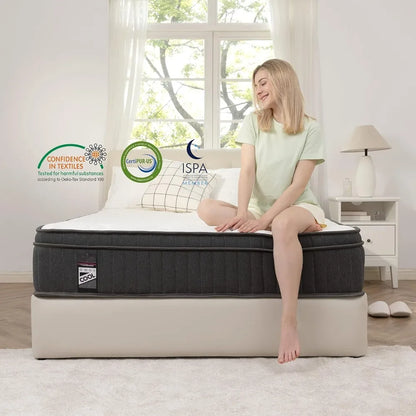 Mattress, 12 Inch Full Mattress in a Box with Gel Memory Foam and Pocket Spring, Medium Firm Feel, Cooler Sleep Pressure Relief